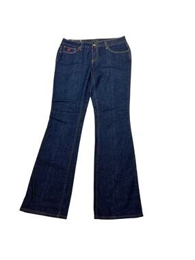 Rocawear Jeans Boot Cut Womens 11 (31X33) Dark Blue Red Embroidered Logo